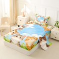 thumbnail image 2 of Homewish Cute Cats Animal Twin Sheets,Cartoon Pet Themed Bedding,Green Blue,3-Piece,1 Fitted Sheet and 1 Pillowcase, 2 of 6