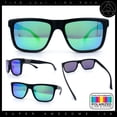thumbnail image 2 of Polarized Mens Refined Rectangle Color Mirror Sport Horn Rim Sunglasses Black - Green Mirror, 2 of 8