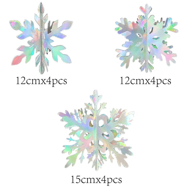 Lot de 12 guirlandes de flocons de neige à suspendre pour Noël, hiver, pays des merveilles, vacances, Nouvel An, décorations d'intérieur (blanc