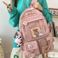 thumbnail image 4 of AMERTEER Women Preppy Style Patchwork Clear Backapck Student Large Rucksack (Purple), 4 of 6