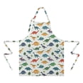 thumbnail image 2 of Colorful Dinosaurs Floral White Pattern Apron-Garden Aprons for Women with Pockets-Cotton Linen Waterproof Kitchen Cooking Gardening Aprons Adjustable for Kitchen,Cooking,BBQ and Salon 33x27 Inch, 2 of 7