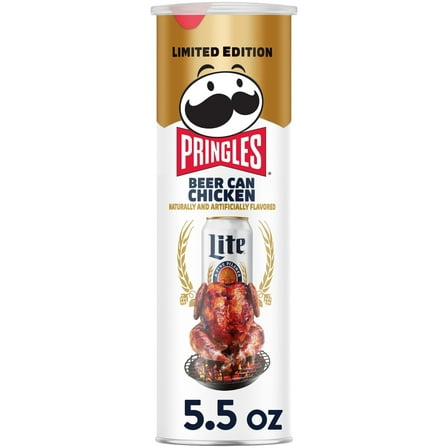 Pringles Miller Lite Beer Can Chicken Potato Crisps Chips, Lunch Snacks, 5.5 oz Canister