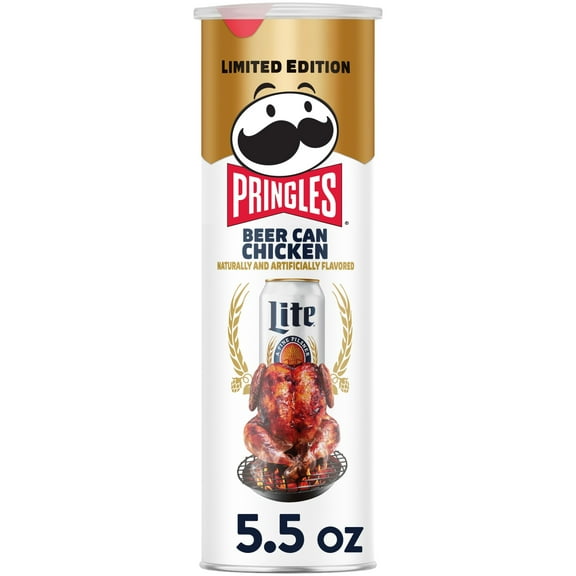 Pringles Miller Lite Beer Can Chicken Potato Crisps Chips, Lunch Snacks, 5.5 oz Canister