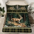 thumbnail image 3 of Feelyou Wildlife Deer Moose Men Twin Sheet Sets, Vintage Green Buffalo Twin Fitted Sheet, Rustic Farmhouse Tree Flat Sheet, Breathable Home Decor, 3-Piece, 3 of 8