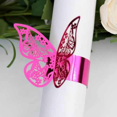 

50pcs Napkin Buckle Ring Hollow Butterfly Shapes for Wedding Banquet Dinner Table Decor New