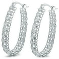 thumbnail image 2 of Peermont Elegant White Gold-Plated Cable Link Hoop Earrings with Clip-Back Closures, 2 of 5