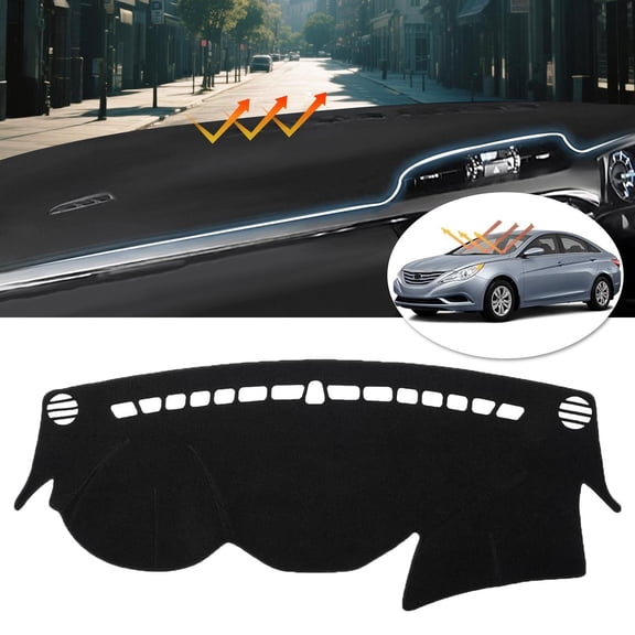 Canvcle Dash Cover Compatible with Hyundai Sonata 2011 2012 2013 2014 Accessories Dashboard Cover Mat Non-Slip Carpet Sunshield Glare UV Rays Protector