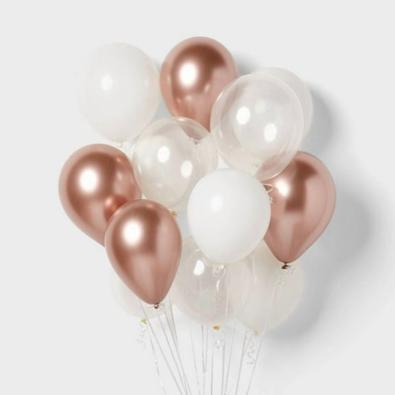 20ct 12" Metallic Balloon Rose Gold and White