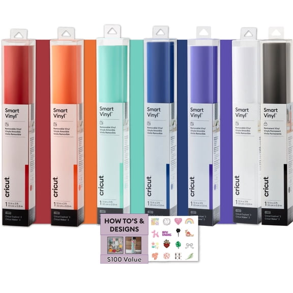 Cricut Smart Removable Adhesive Vinyl Rainbow Bundle, 7 Rolls, 12 in x 3 ft