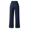 thumbnail image 4 of Maean Loose Pants for Women Summer Cotton Linen Elastic Waist Bowknot Belted Wide Leg Trousers with Pockets, 4 of 5