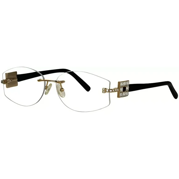 Caviar Rimless Eyeglasses 2362 C 24 Black Crystals Frame New 56mm Italy