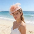 thumbnail image 5 of Rose Gold Pillbox Fascinator Headband for Women Vintage Hat for Weddings Tea Party with Feathers Mesh Clip, 5 of 6