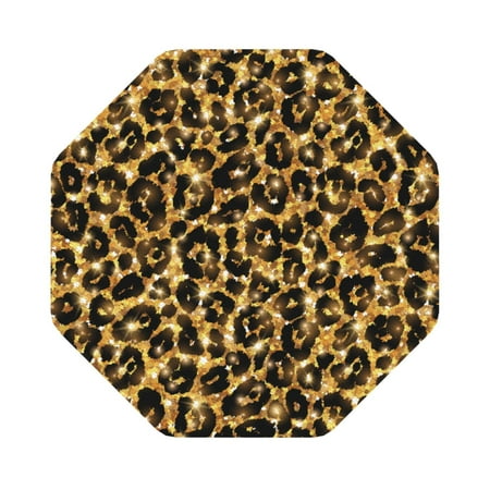 

Matuu Gold Glitter Leopard for Cup Coasters Set of 6 Leather Coasters Desk Coasters for Office Measures 4” x 4” Octagon