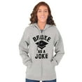 thumbnail image 4 of Broke As Joke College Lifestyle Funny Unisex Fleece Graphic Zip Up Hoodie Brisco Brands 5X, 4 of 5