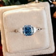 thumbnail image 3 of Blue Jewelry 2.1 Ct Asscher Cut Moissanite Rings - 14K White Gold Plated Rings - Diamond Engagement Wedding Rings for Women's - 3 Stone Engagement Wedding Rings - Proposal Delicate Rings, 3 of 9