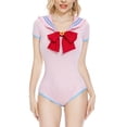 thumbnail image 4 of CutiePlusU Button Crotch Onesie Adult Romper Bodysuit Cosplay Magical Sailor Onesie Skirt Set 2XL SkybluePink, 4 of 5