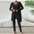 thumbnail image 2 of cfhntfmh Womens Fuzzy 3 Piece Pajama Sets with Robe Fleece Warm Crop Top with Long Pants Pajamas Loungewear Sets, 2 of 4