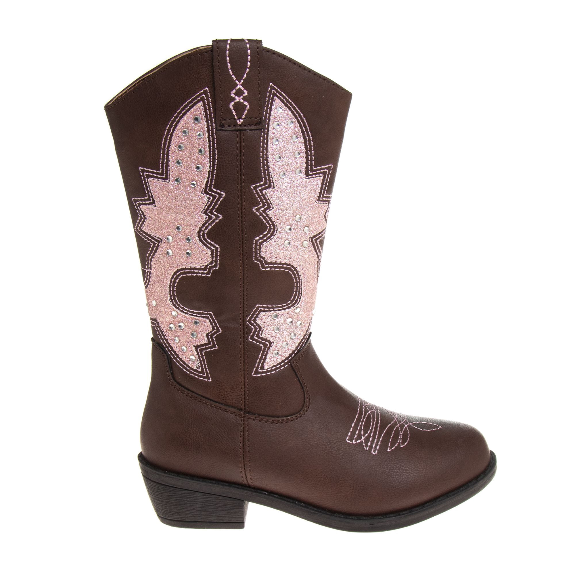 Kensie Girl Zip-up Low Heel Faux Leather Cowgirl Boots