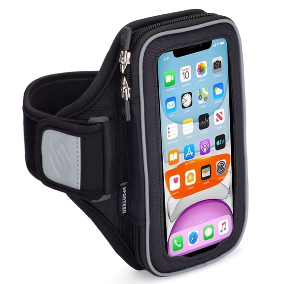 Sporteer Velocity V7 Workout Armband - Touchscreen, Removable Straps, Sweat-Proof, Zippered Pocket