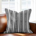 thumbnail image 2 of Throw Pillow Covers, Black Botanical Decorative Throw Pillow Covers 18x18 Inch, Modern Farmhouse Striped Square Linen Pillow Cases for Couch/Living Room/Sofa, 2 of 9