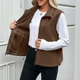 thumbnail image 6 of Breezora Women Full Zip Sleeveless Vest Warm Lapped Collar Outerwear with Pocket for Layering in Winter XL Size Coffee, 6 of 9