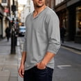 thumbnail image 4 of Long Sleeve Hippie Shirts for Men - Casual Loose Fit Soft Breathable Full Sleeves Mens V Neck Longline T Shirts Size M-5XL Gray, 4 of 6