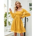 thumbnail image 4 of Women's Long Sleeve Casual Solid Dresses Babydoll Mesh Midi Dress, 4 of 5