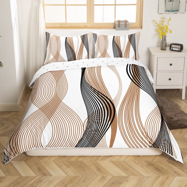 Erosebridal Minimalst Comforter Cover for Adult, Abstract Ombre Bedding, Stripes Decor, Reversible 2 Pieces(No Comforter)