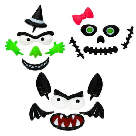 Plastic Pumpkin Decorating Sets for Trick or Treat Craft Kits Unique Halloween Party Decoration Festive Artistic Endeavors Witch Bats Monster Designs for Pumpkin DIY Art Material Supplies Pack of 3