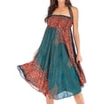 thumbnail image 2 of SWSMCLT Women's Midi Summer Dress Ladies Casual Sundress Gypsy Handkerchief Asymmetric Flowy Long Beach Skirt Hippie Boho Dresses Billowy Swing Pleated Patterned4 Pink Small-Large, 2 of 5