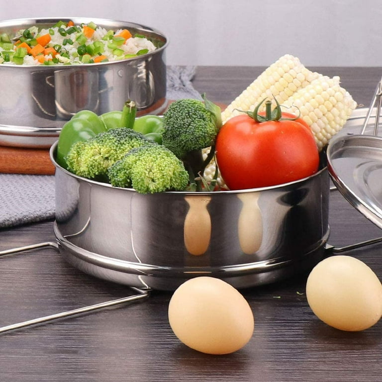 Stackable Steamer Insert Pans Instant Pot Accessories 6 Qt 2 Silicone handle Interchangeable Lids Pressure Cooker Accessories Pot in Pot for Baking Lasagna food steamer Reheat Multiple Dishes Walmar...