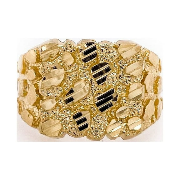 10k Yellow Gold Rectangle Nugget Large Pinky Ring Size 9