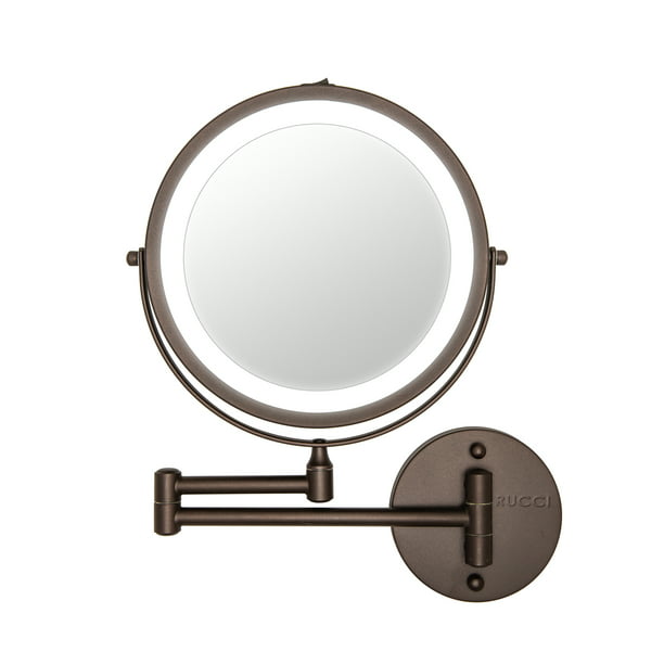 7 Wall Mounted Led Lighted Makeup, Oil Rubbed Bronze Vanity Mirror With Light