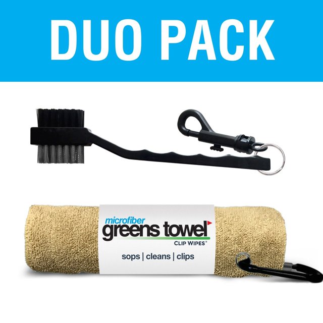 Microfiber Greens Towel Duo Pack DESERT SAND Golf Towel with Brush