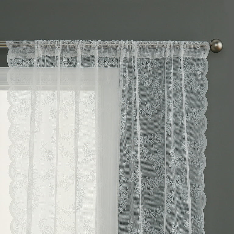 White Lace Curtains Long 2 Panels Set Vintage French Fl Sheer For Living Room Bedroom Rod Pocket Light Filtering Crochet Edges Window Treatments Ds Com