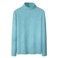 thumbnail image 4 of Comdrip Hauts pour Femmes Manches Longues Chemises pour Femmes Coupe Ample Col Roulé Haut Décontracté Automne Hauts Légers Chauds Chandails Hauts Col Roulé pour Femmes Bleu Ciel TG, 4 of 5