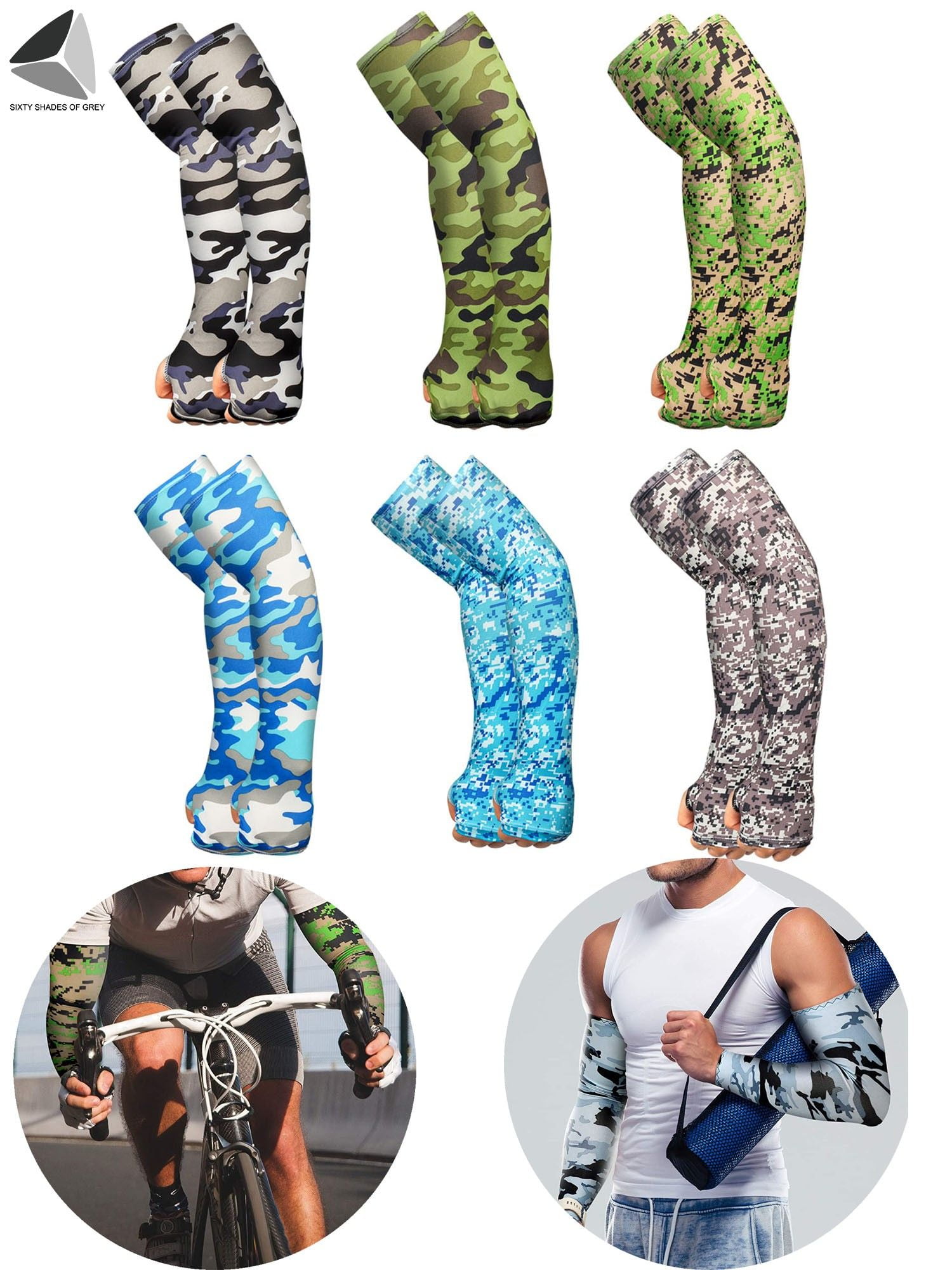 Sixtyshades 3 Packs Cooling Arm Sleeves Covers UV Sun Protection