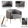 thumbnail image 3 of Gray Velvet Upholstered Accent Arm Chair for Living Room, Bedroom Single Sofa Tufted Barrel Chair Golden Metal Legs, Set of 1, 3 of 7