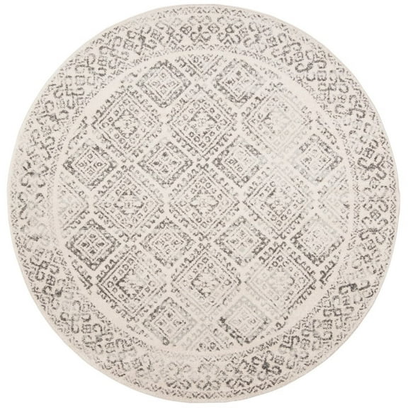 SAFAVIEH Tulum Ophelia Bordered Geometric Area Rug, 3' x 3' Round, Ivory/Grey