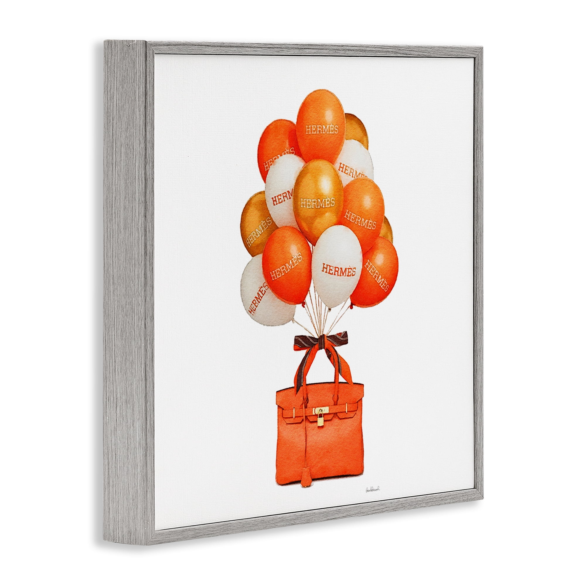 Stupell Industries Orange Handbag & Balloons Gray Framed Giclee Art, design by Amanda Greenwood