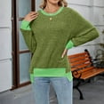 thumbnail image 4 of Olyvenn Long Sleeve Shirts for Women Tunic Tops Loose Fit Cute Casual Color Block Ribbed Knit Tops Lightweight Sweaters Green XL, 4 of 7