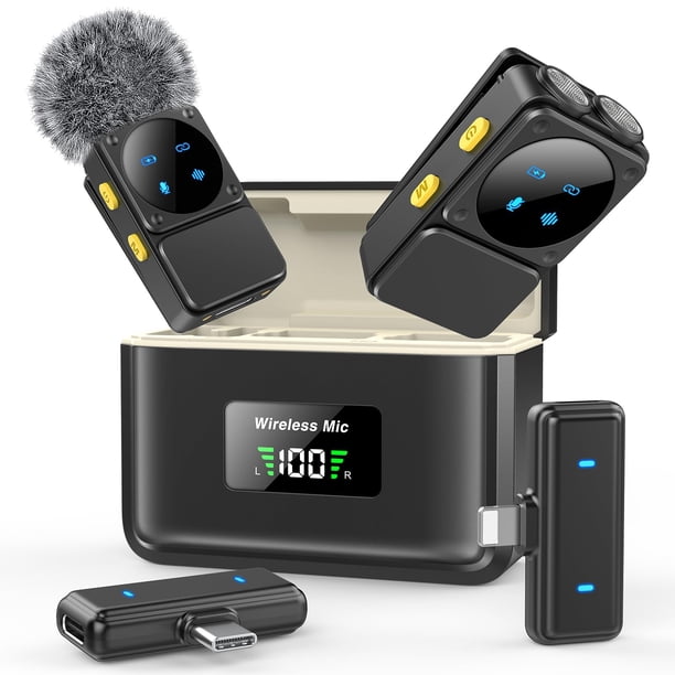 Micrófono Lavalier inalámbrico Pufazest J12 para iPhone, Android