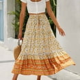 thumbnail image 5 of JNGSA Women's Summer Maxi Skirt Floral High Waist Long Loose Dress Bohemian Flowy A-Line Skirts Vacation Skirts for Women Orange, 5 of 8