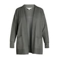 thumbnail image 3 of Time and Tru Women's and Women's Plus Open Front Cardigan Sweater, Sizes XS-4X, 3 of 7