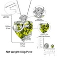 thumbnail image 5 of Juwaliy 15MM Women Rose Heart Necklace August Birthstone 925 Sterling Silver Flower Butterfly Pendant Green Peridot Jewelry Christmas Birthday Mother's Day Gift, 5 of 7