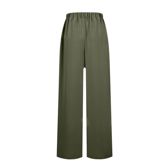 Timegard Womens Pants Straight Leg Elastic High Waist Fall Travel Lightweight Casual Loose Trousers