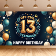 thumbnail image 6 of Gold Balloon Happy Birthday Banner Official Teen Theme Decorative Design Crown Element Party Celebration for Teen Birthday Indoor Celebration Photo Shoot, 6 of 7