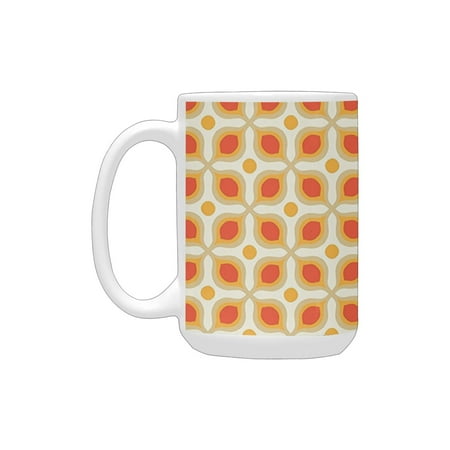 

Geometric Decor Linked Bold Geometric Shapes 70S Vintage Style Minimalist Pattern Boho Home Decor Or Ceramic Mug (15 OZ) (Made In USA)