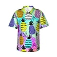 thumbnail image 1 of Balery Graffiti Pineapples Camisas hawaianas de manga corta para hombre, camisas playeras de corte holgado, camisas de vacaciones con botones,Small, 1 of 7