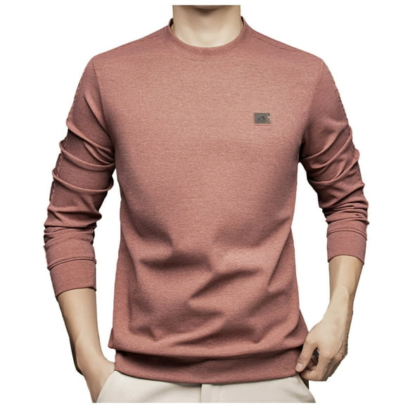 Ediodpoh Men's Long Sleeve Shirt Casual Crewneck Lightweight Sweater Honeycomb Solid Knitted T Shirts with Pocket Men's Sweatshirts Red XXL